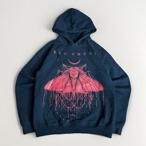 Bad Omens Band Hoodie Mens Small Black Red Moth Sumerian Records Metalcore Heavy